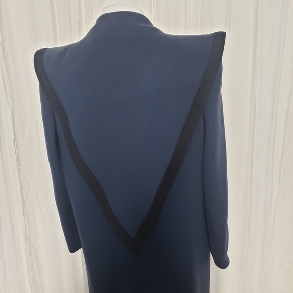 Vintage Nipon Coature navy blue/deep teal wool coat unique cut size 10 - Picture 9 of 13